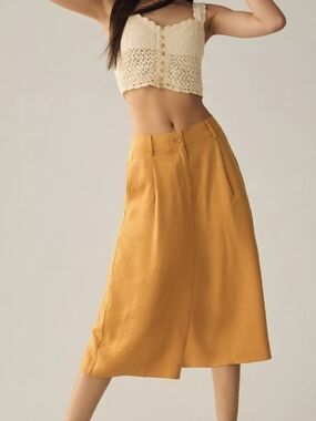 Anthropolgie Mustard Yellow Boho Culottes XL